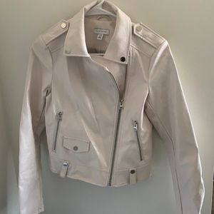 Topshop Croc Print Leather Biker Jacket